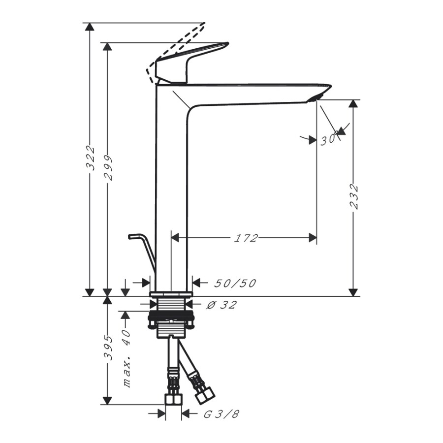 Hansgrohe Logis Смеситель для раковины 240 Fine, со сливным гарнитуром хром 71257000