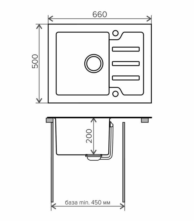 Мойка Tolero Ceramic Glass TG-660 нержавеющая сталь и закаленное стекло черный 50 x 66 см