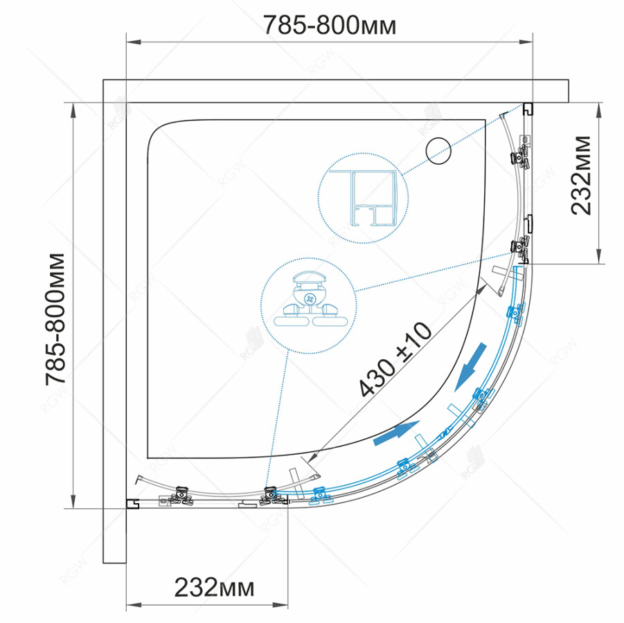 RGW Classic CL-53B 06095388-14 душевое ограждение 80*80*185