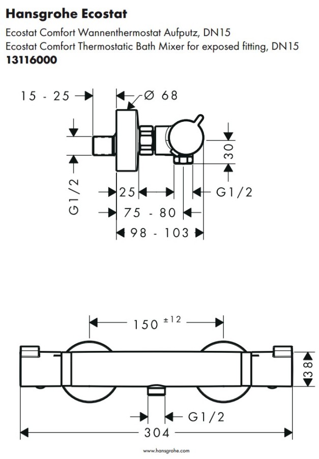 Hansgrohe Ecostat Comfort 13116000 смеситель для душа хром