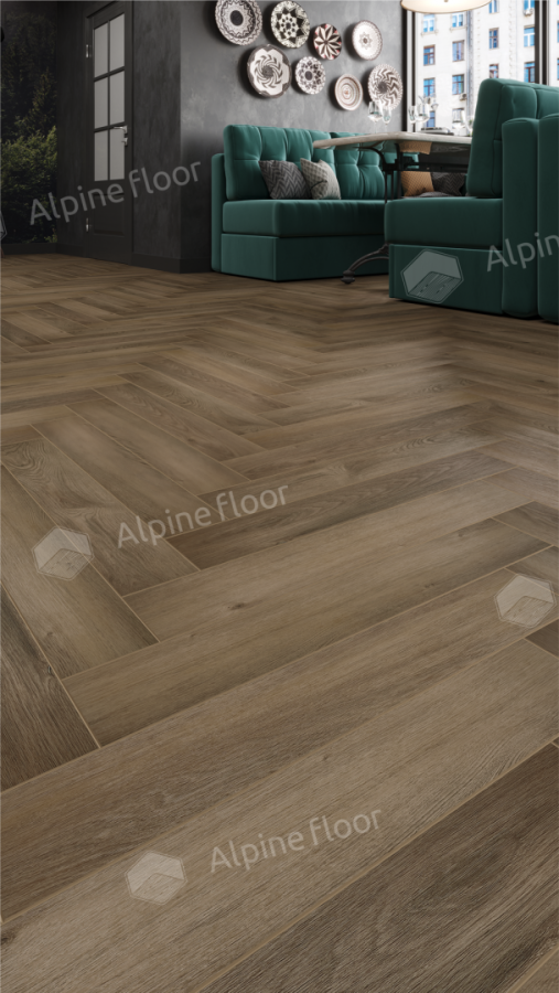 Ламинат Alpine Floor Herringbone 12 Pro (NEW), LF106-11A Дуб Анжу 606 х 101 х 12 mm