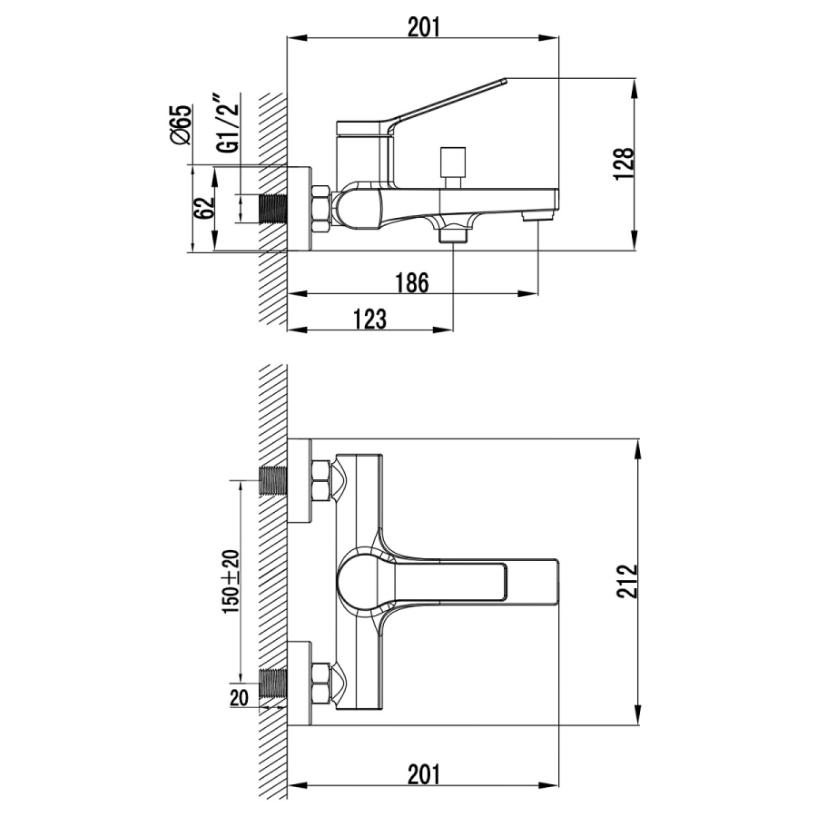 Azario Vise смеситель для ванны черный AZ-VSA238330PA