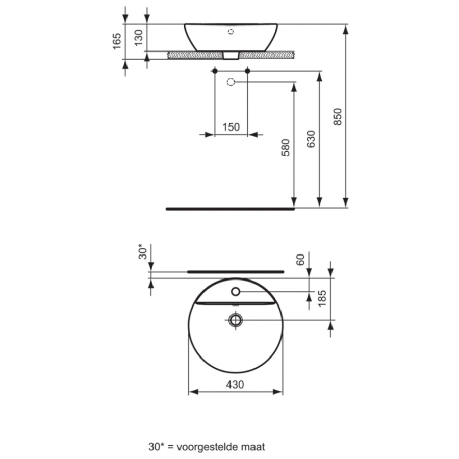 Ideal Standard Connect раковина 43х43 см E804001