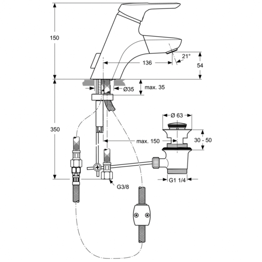 Ideal Standard Ceramix Blue смеситель для раковины A5654AA