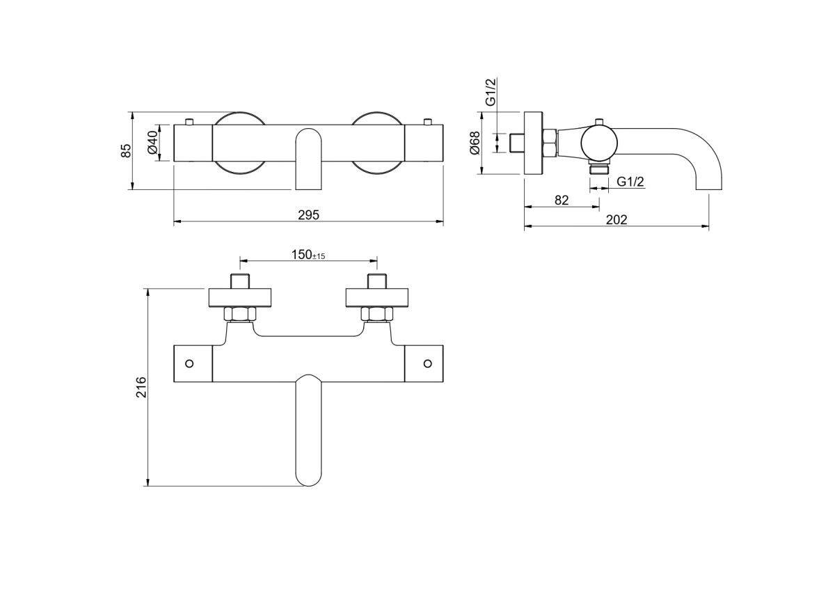 Aquatek Европа AQ1343BG Термостатический смеситель для ванны Золото шлифованное