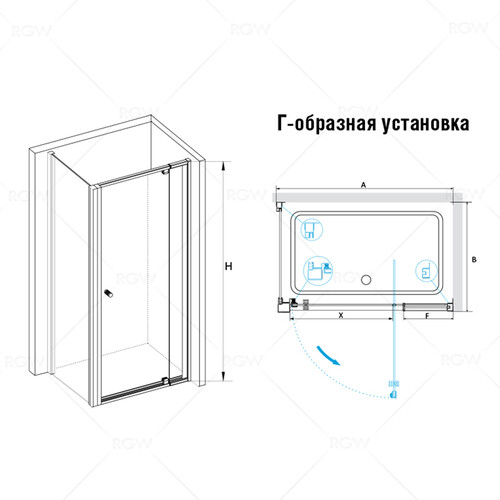 RGW PA-32В (PA-02+Z-050-1) душевой уголок 70х70 черный, стекло прозрачное 04083277-014
