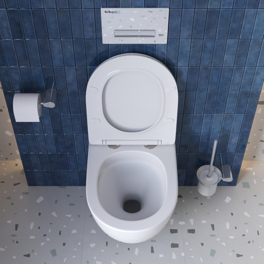 Унитаз подвесной безободковый со смывом Торнадо, с крышкой-сиденьем BB046CH-TOR/SC