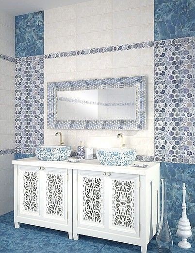 Azori Navarra Indigo Arabesco 20х50 см декор настенный глянцевый