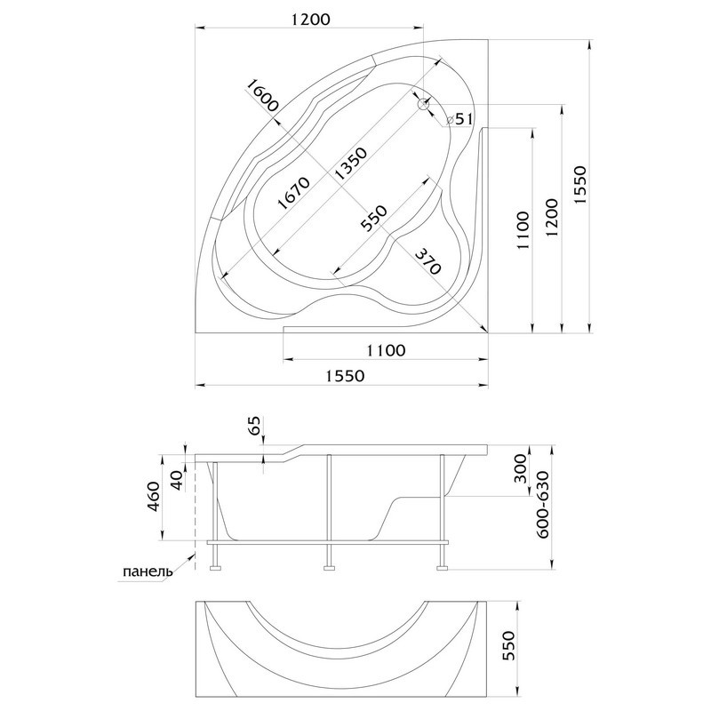 Aima Design Grand Luxe 155*155 ванна акриловая угловая