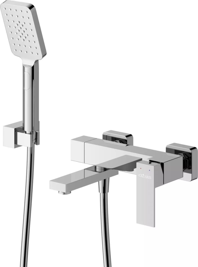 Смеситель для ванны и душа в комплекте с ручным душем, шлангом и держателем CEZARES SLIDER-VD-01