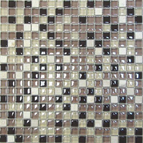 Bonaparte Glass Stone 12 30х30см мозайка стеклянная с камнем серо бежевая