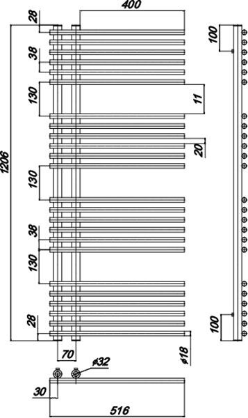 Ravak Style полотенцесушитель водяной 516*1200 X04000083673