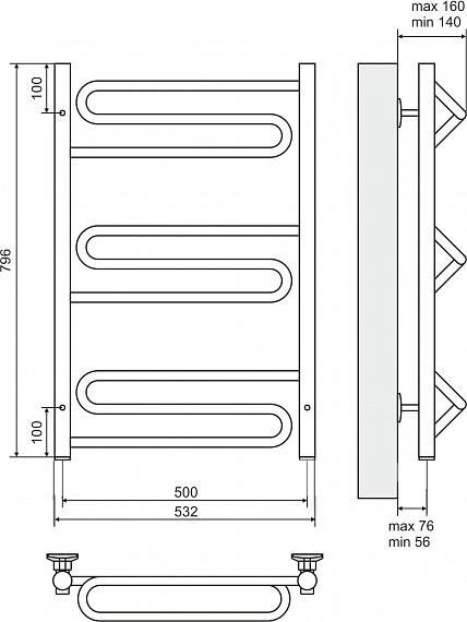 Terminus Юпитер полотенцесушитель электрический П9 500*796