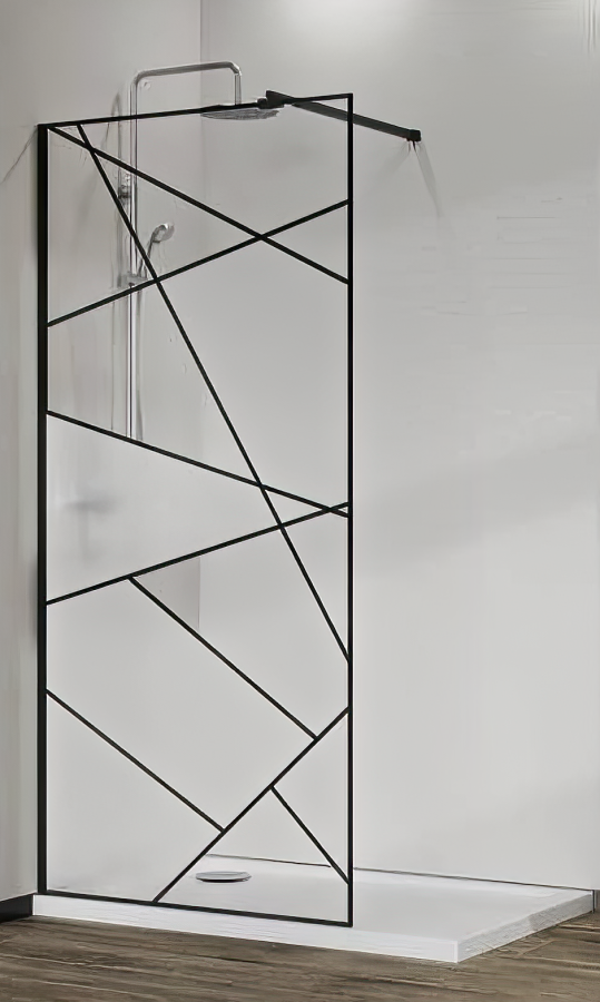 Azario Душевая перегородка Walk-in 100*195 Черный матовый AZ-271-100-MB-CGP