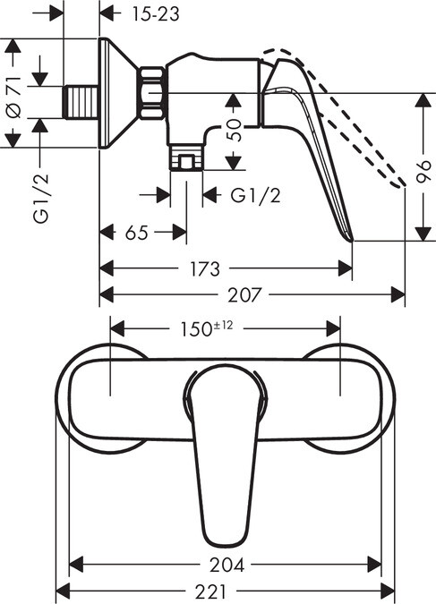 Hansgrohe Novus 71060000 однорычажный смеситель для душа