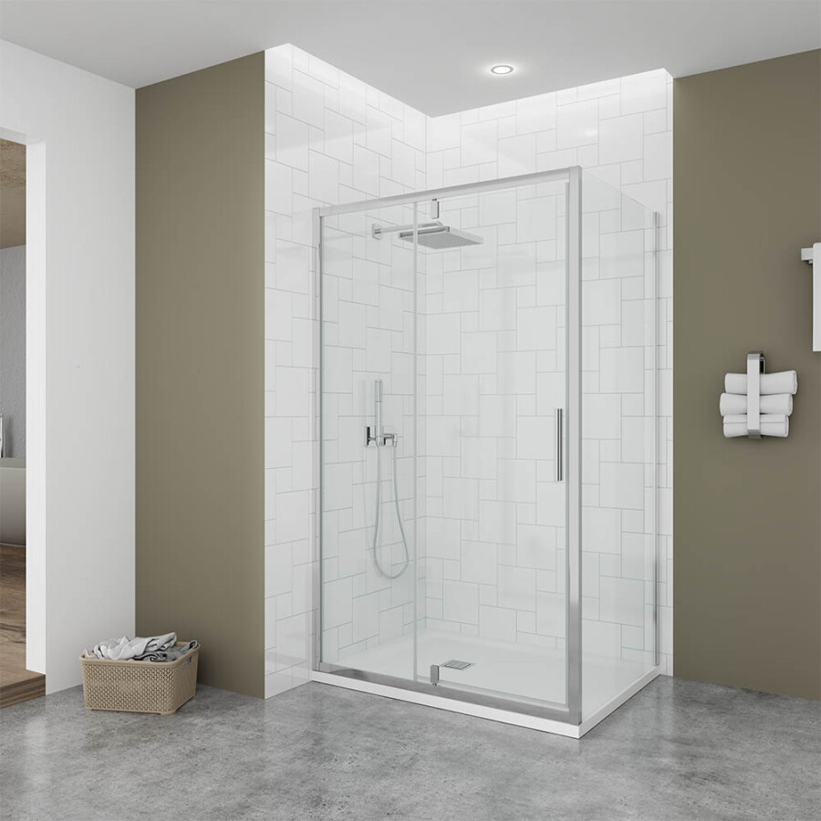 Душевой угол Veconi Ottimo P20 CH-SP (100×70×190) распашная, профиль хром, стекло прозрачное OP20CH-SP-10070-01-C9
