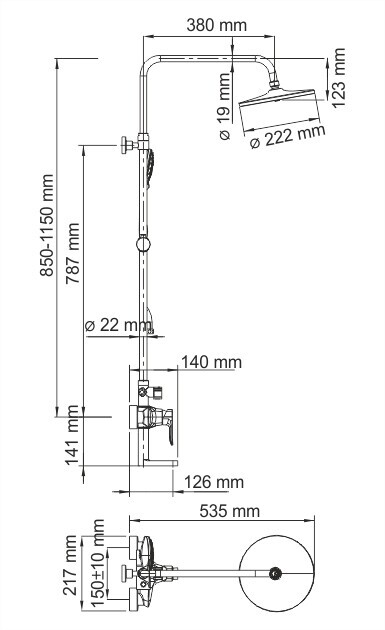 WasserKRAFT A16601 душевая система хром