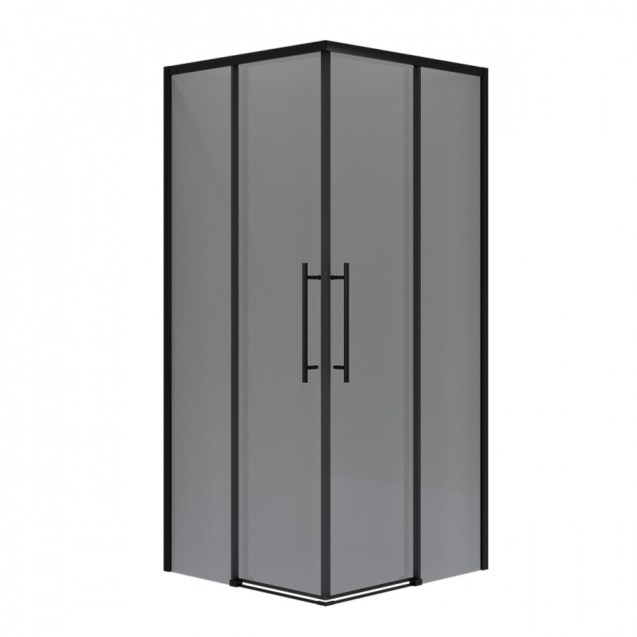 Душевое ограждение Niagara Nova NG-2830-34BLACK (100х100х195) квадрат,черный матовый,двери раздвижные,стекло тонированное,1 место
