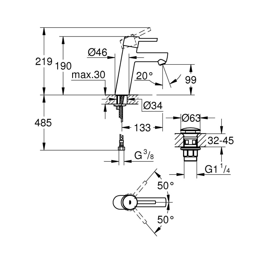 Grohe Concetto 23932001 смеситель для раковины 28 мм