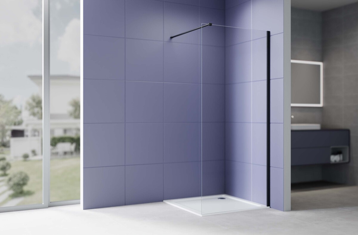 Aquatek AQ.WI.120.1BL Душевая перегородка Walk In 120см с держателем 1200мм черный матовый прозрачное