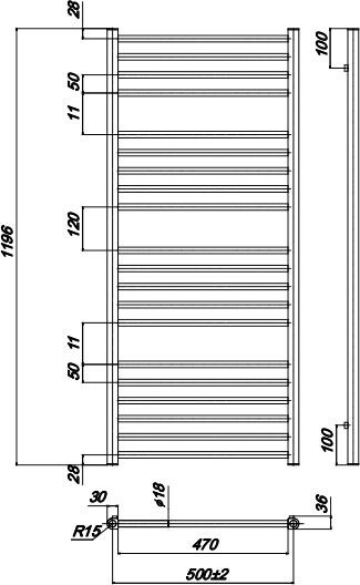 Ravak Norma полотенцесушитель водяной 500*1200 X04000083680