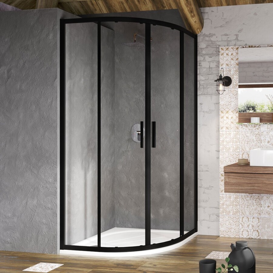 Ravak Blix Slim Душевой уголок BLSCP4-90 черный прозрачное стекло X3BM70300Z1