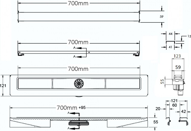 Berges Wasserhaus C1 Norma 090038 Душевой лоток 700 мм