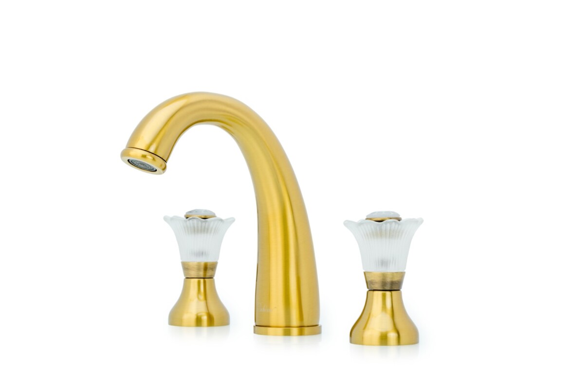 Смеситель для раковины на 3отв. Boheme Camelia Золото 317-Camelia