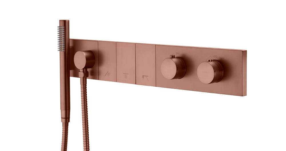 Термостатический смеситель встраиваемый с ручным душем Boheme Zodiac Thermo Brushed Bronze 133-SYS-BRB