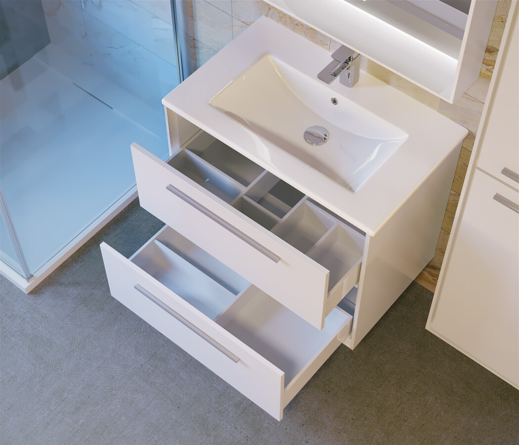 Raval Frame 75 тумба Fra.01.75/P/W с раковиной QDR75SLWB01 подвесная