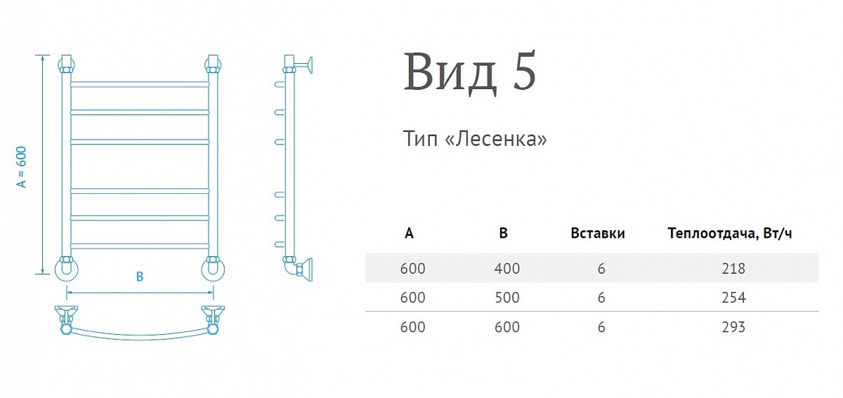 Маргроид Вид 5 полотенцесушитель водяной 600*500