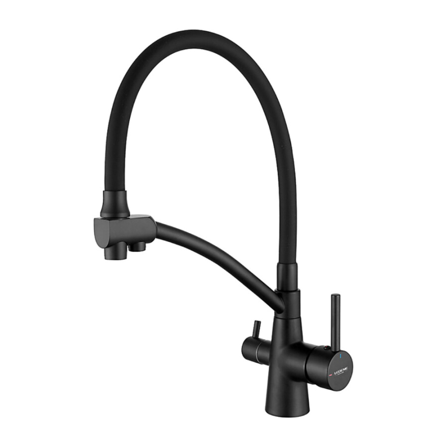 Ledeme L4855B-2 Смеситель для кухни с гибким изливом и подключением фильтра для воды Черный
