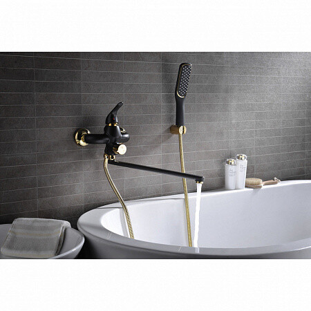 Lemark LM5451BG SWAN смеситель для ванны черный/золото