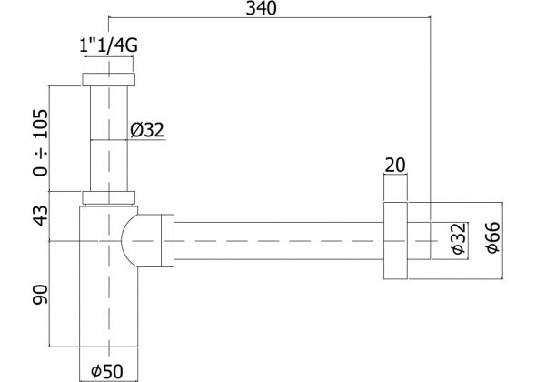 Paffoni Minimal ZACC240HGSP сифон для раковины медовое золото брашированное