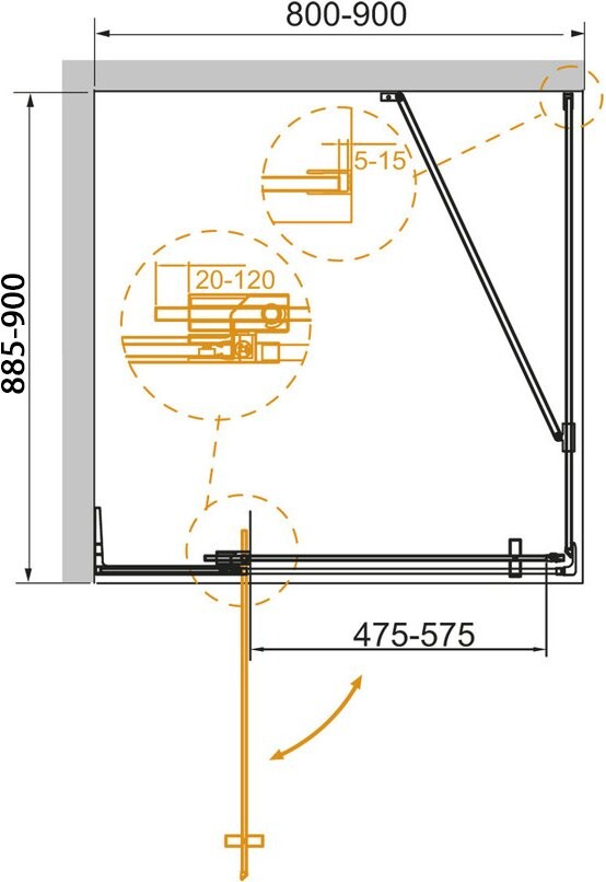 Cezares SLIDER-AH-1-80/90-90-C-Cr душевое ограждение 90*90*195