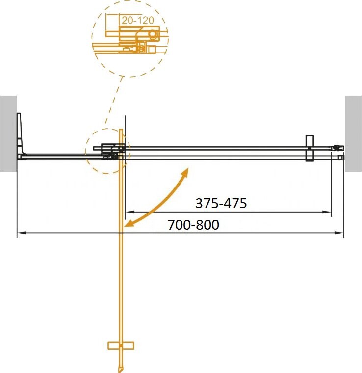 Cezares SLIDER-B-1-70/80-C-NERO душевые двери 80*195