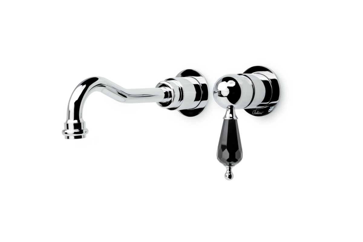 Смеситель для раковины встраиваемый Boheme Tradizionale Cromo Хром Черный Swarovski 267-BSW