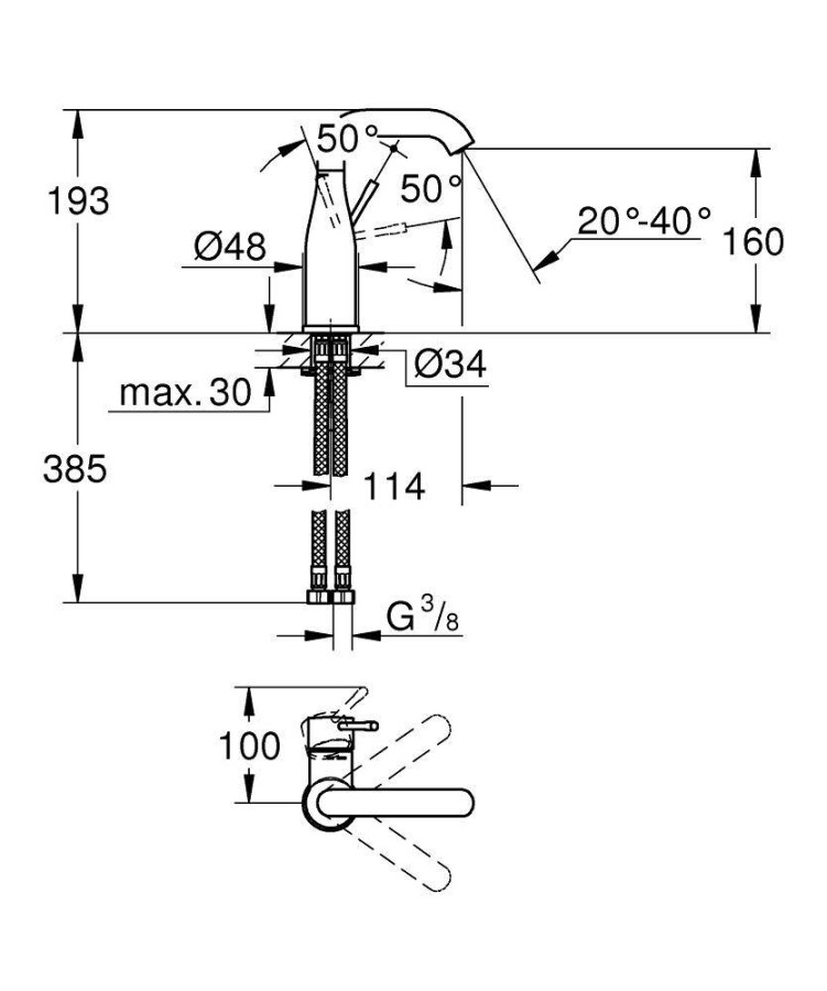 Grohe Essence+ 23463001 смеситель для раковины 28 мм