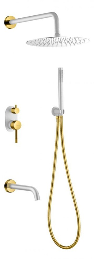 Душевая система с изливом Boheme Uno Белый / Золото 464-2-WG