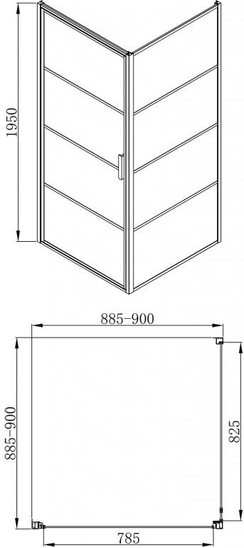 Bravat Blackline BS090.2115B душевое ограждение 90*90*195