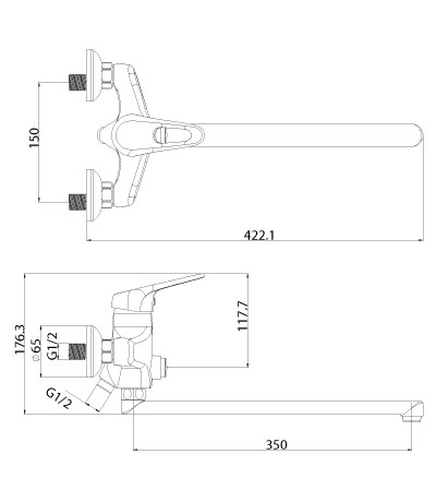 Lemark LM4157C Луна смеситель для ванны хром