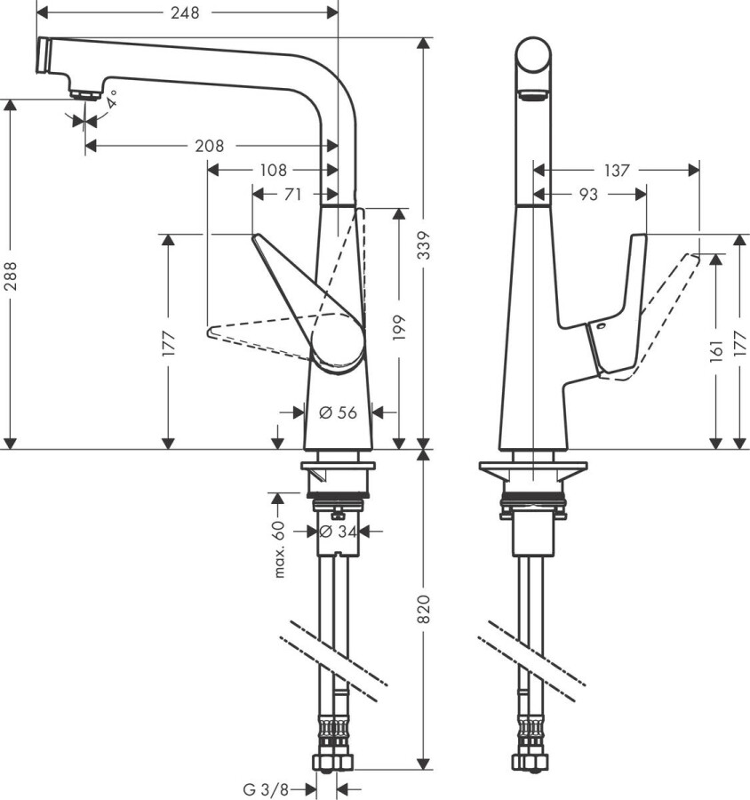 Hansgrohe M512-H300 73854000 смеситель для кухни хром