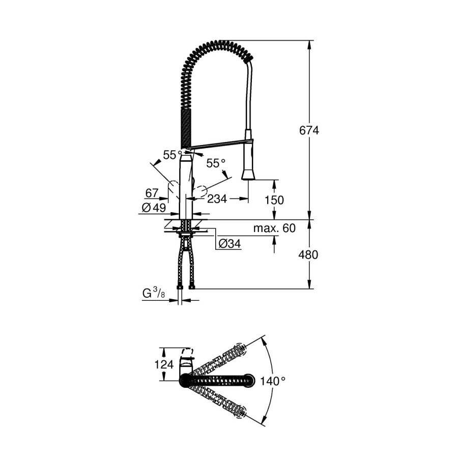 Grohe K7 DN 15 32950AL0 смеситель для кухни тёмный графит