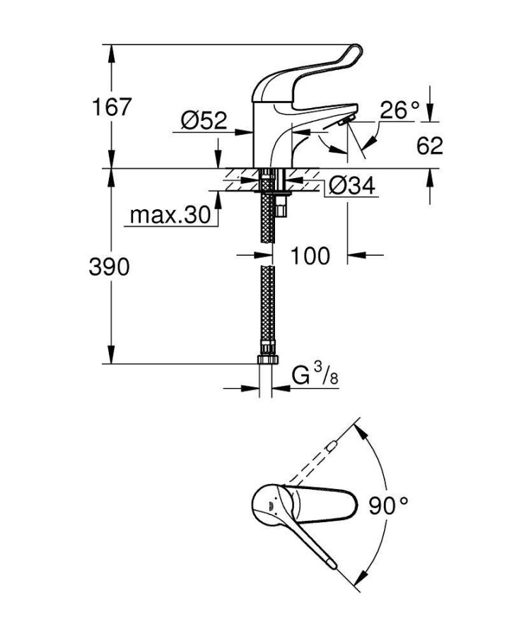 Grohe Euroeco Special 32789000 смеситель для раковины 46 мм