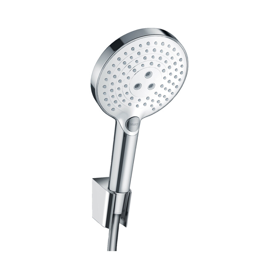 Hansgrohe Raindance Select S Душевой набор 120 3jet с держателем и шлангом 160 см хром-белый матовый 26721400