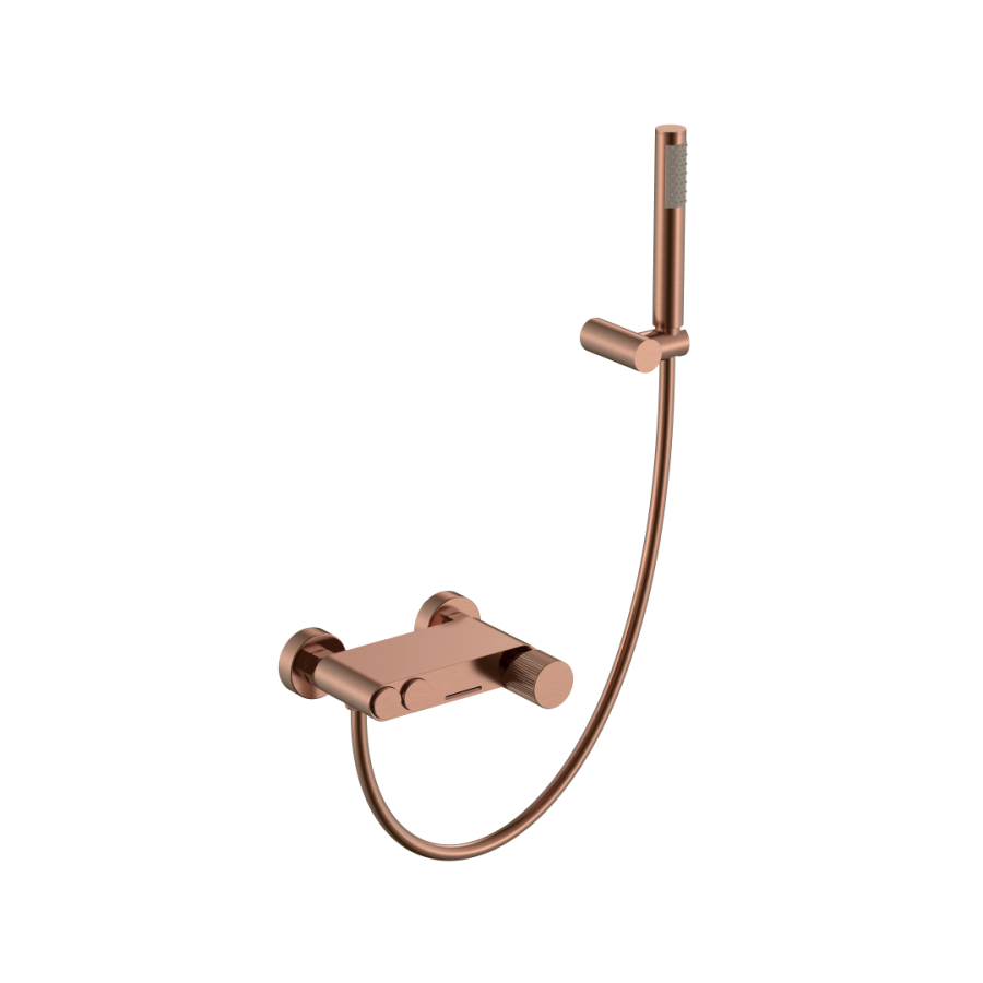 Смеситель для ванны с душевым гарнитуром Boheme Stick ручка Linea Copper Brushed 123-CB.3