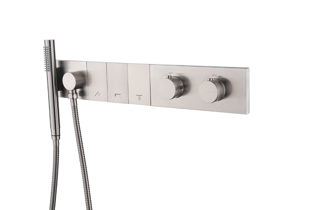 Термостатический смеситель встраиваемый с ручным душем Boheme Zodiac Thermo Nikel Brush 133-SYS-NB