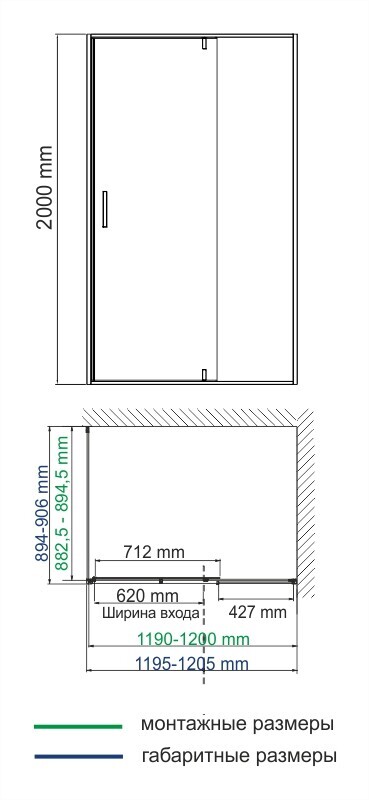 WasserKRAFT Neime 19P07 душевое ограждение 120*90*200