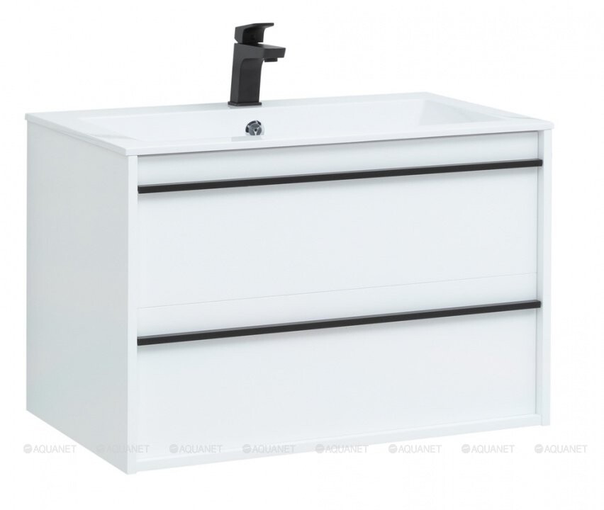 Aquanet Lino 80 тумба под раковину подвесная белый матовый 00253903