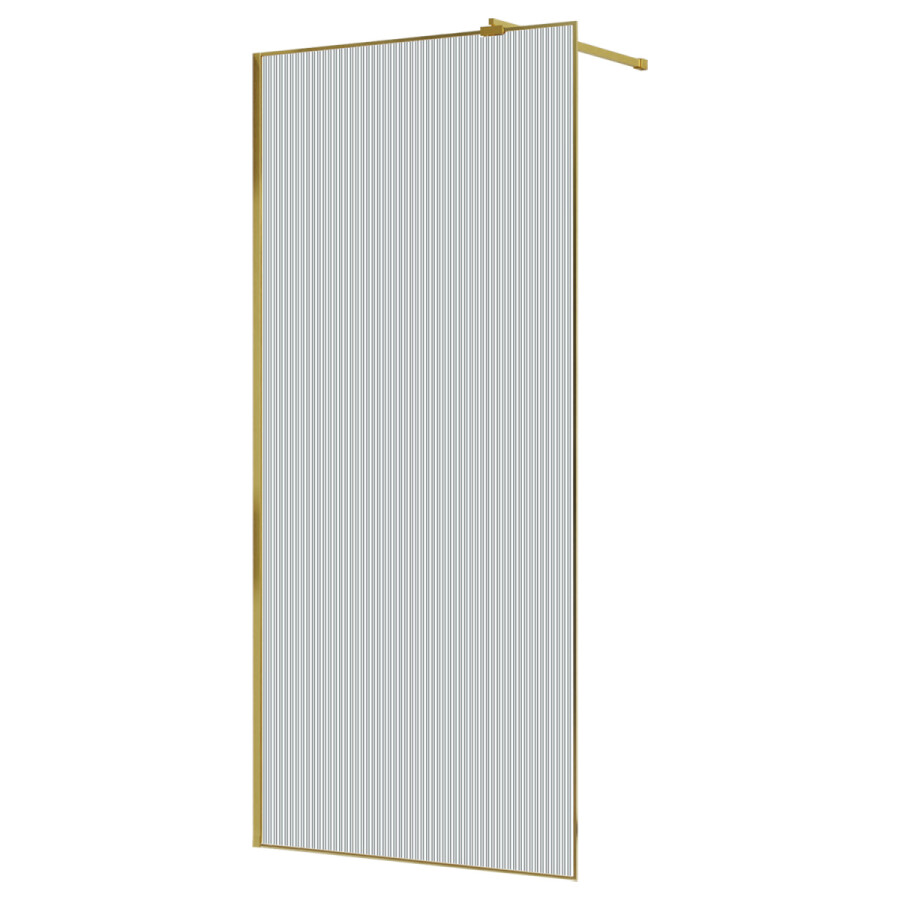 Душевая перегородка Azario Walk-in 1000x1950 в рамке, рифленое стекло, толщина стекла 8 мм, профиль брашированное золото AZ-271-100-BGL-CRF